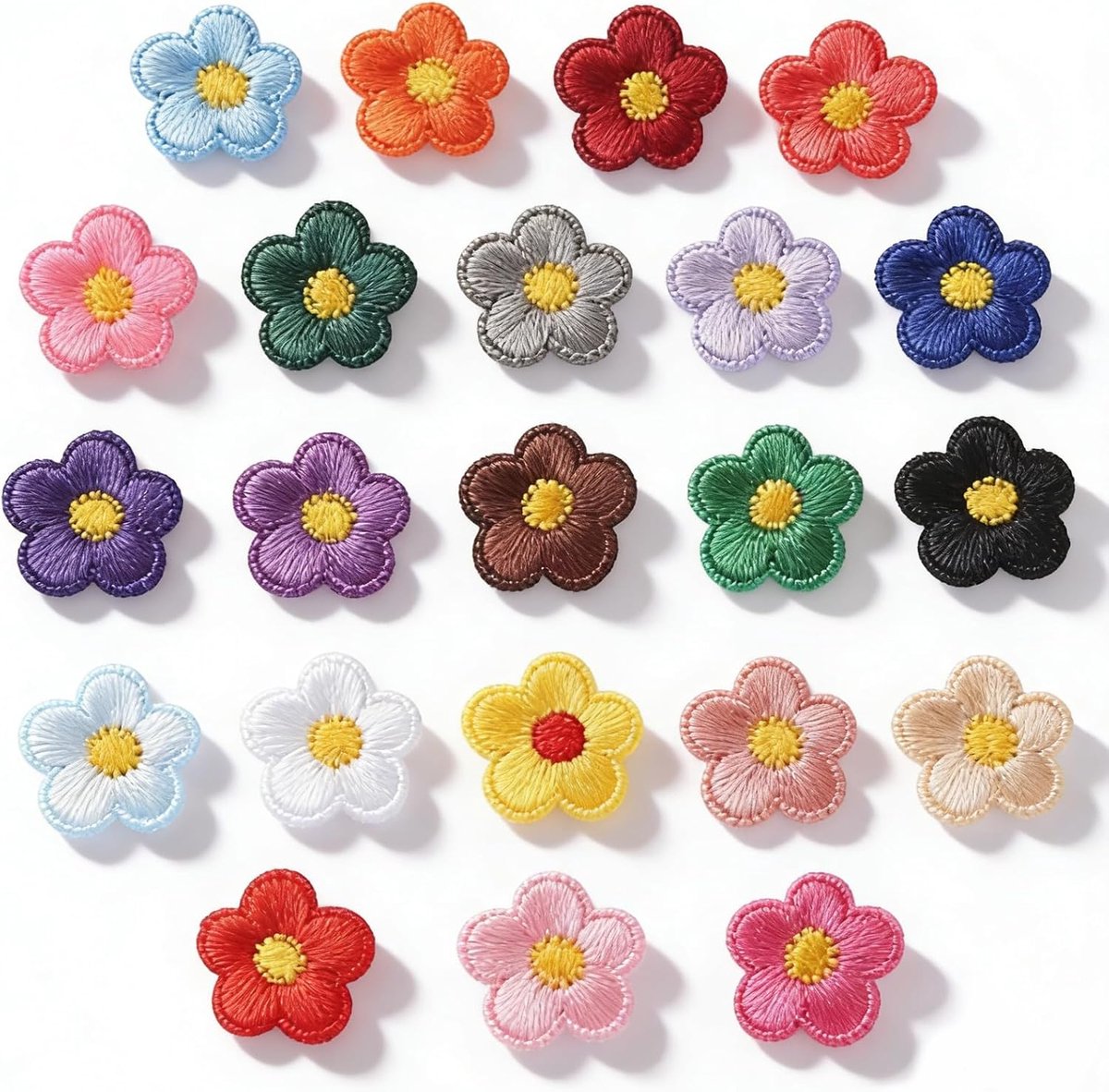 22 stuks patches om op te strijken, bloemen, geborduurd, meerkleurig, 26 x 23 mm, voor kleding, jeans en doe-het-zelf
