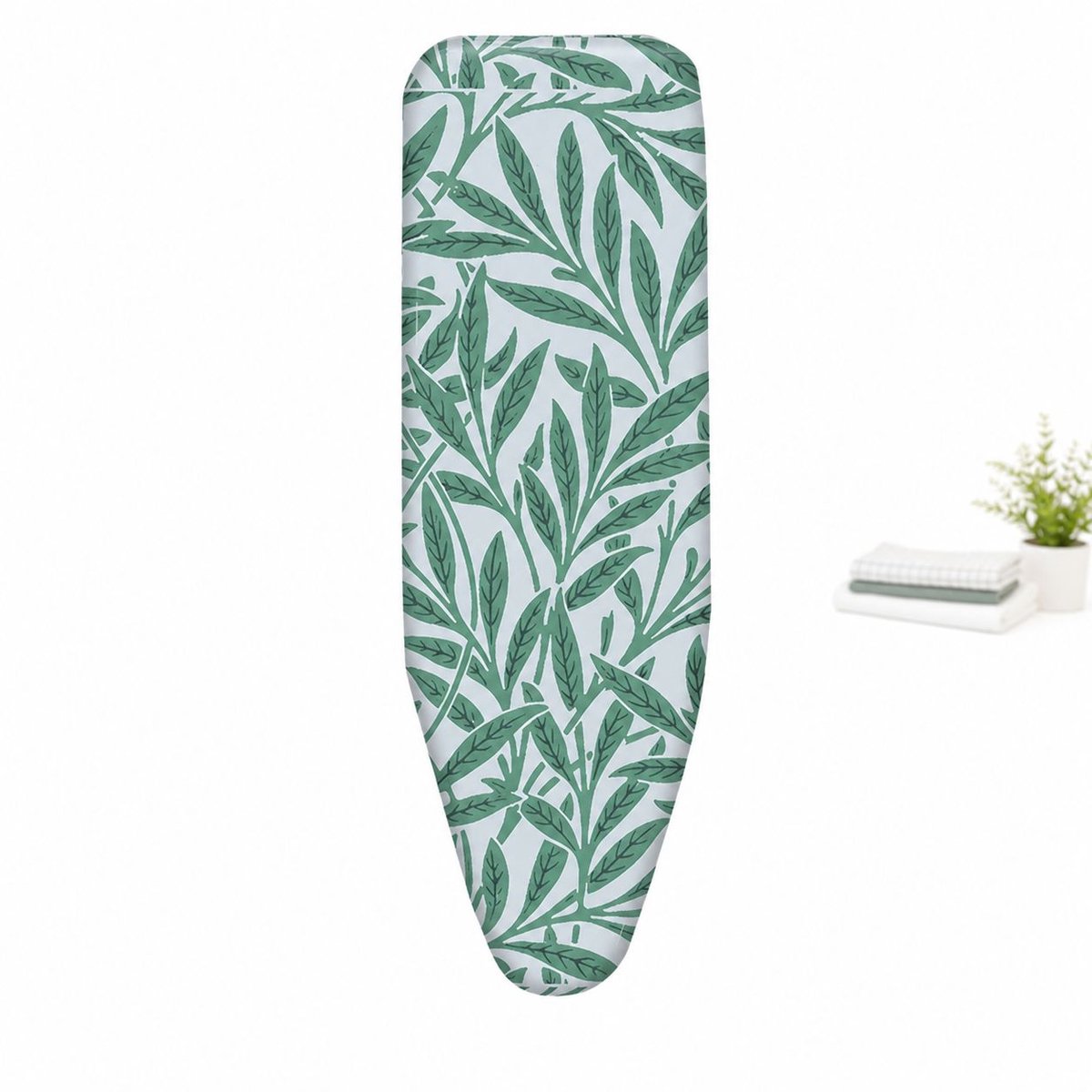 Strijkhoes - Stijlvolle Strijkplankhoes met Frisse Groene Bladeren Print en Dubbellaagse Vulling voor Strijkplanken van 110x33 cm - Groen