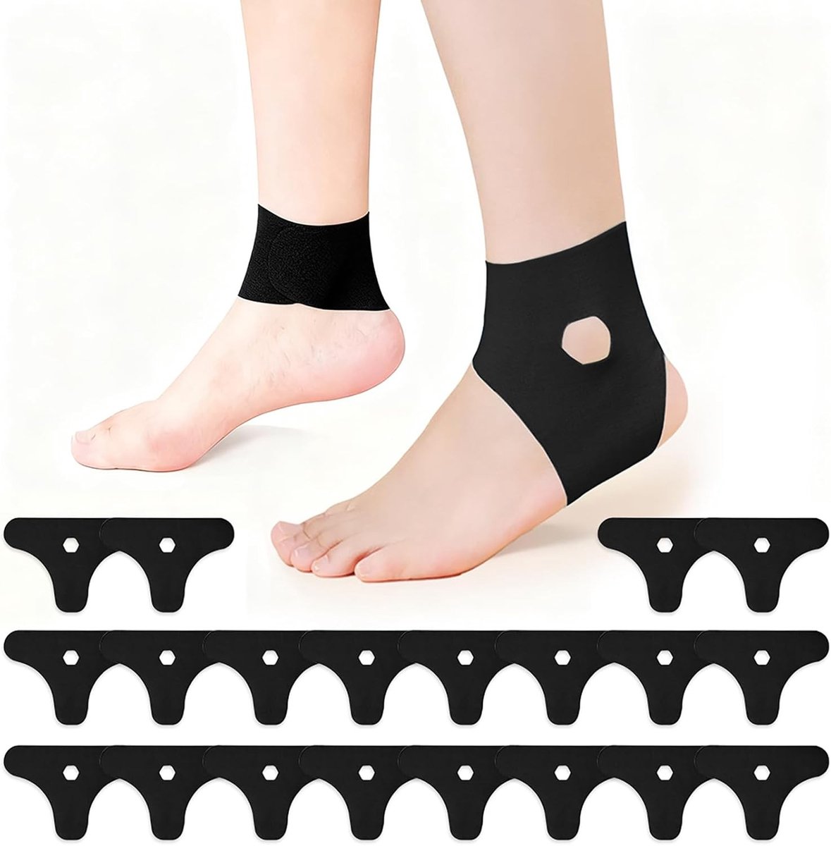 20 Stuks Kinesiotape voor Enkels, Sterke Hechting, Scheurbestendig en Huidvriendelijk, Elastische Fysiotape, Waterproof en Zwart