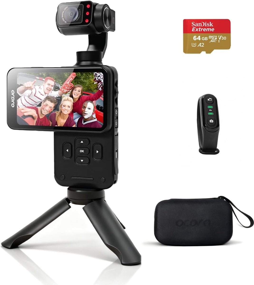 SnelShoppen - Draagbare Videocamera met 3-assige Gimbal-stabilisatie, 4K 60 fps Video, 1/2,5" CMOS-sensor, 3,5 inch Draaibaar Aanraakscherm, Ideaal vo