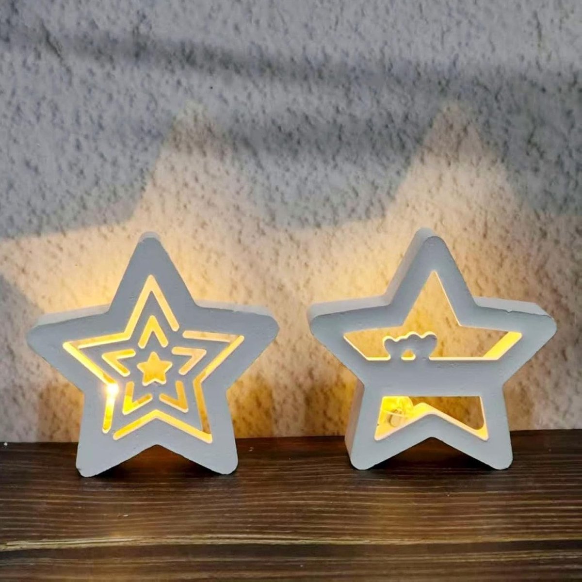 3D Siliconen Mallen voor Kerstmis, 2 Stuks, Stervormige Mallen voor Gips, Kaarsen Mallen voor Creatieve DIY Projecten