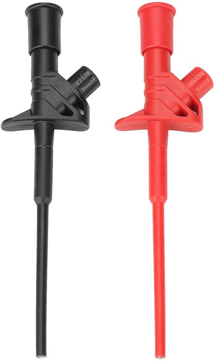 Set van 2 Multimeter Testkabels met Geïsoleerde Krokodillenklemmen en 4mm Banana Connector voor Elektrische Metingen en Diagnoses