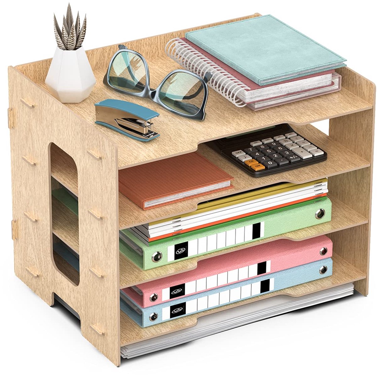 SnelShoppen - Brievenbak voor op kantoor, 4-laags opbergvak voor A4-papier, multifunctioneel en stijlvol, ideaal voor thuiswerk en kantoorruimtes