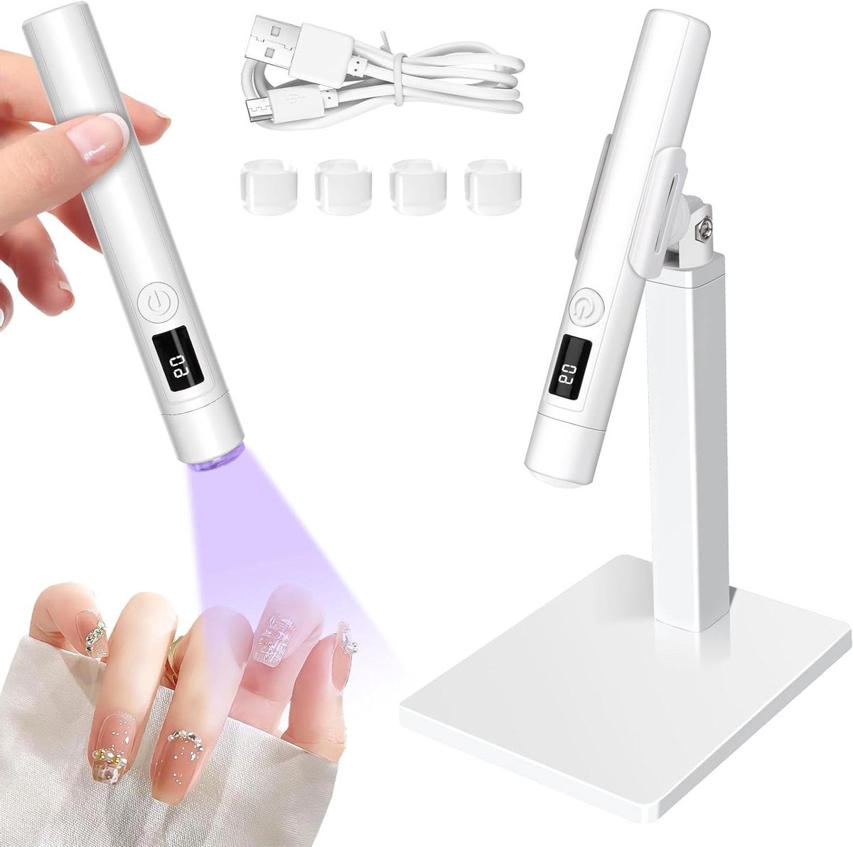 Nagellamp - Gelnagellak Uitharder - Nagels Manicure - 2-in-1 Stempel Functie - Mini Draagbaar - Wit