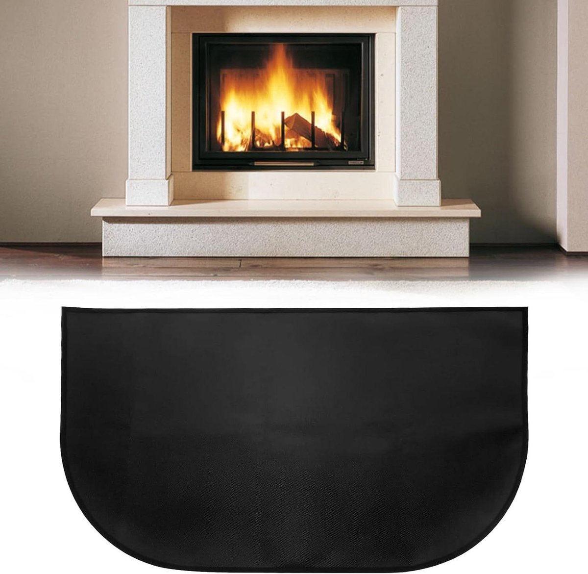 Haardtapijt - Vloerbeschermer - Open haard veiligheid - Vlamvertragend materiaal - 102 x 50 cm - Zwart