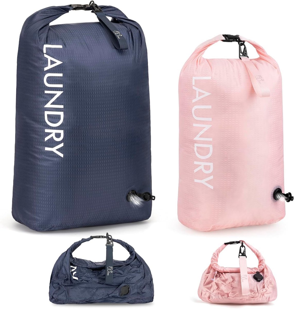 2 Pack Reiswaszakken, Waterdichte Compressiezakken voor Vuile Kleding, Ideaal voor Vakanties en Camping