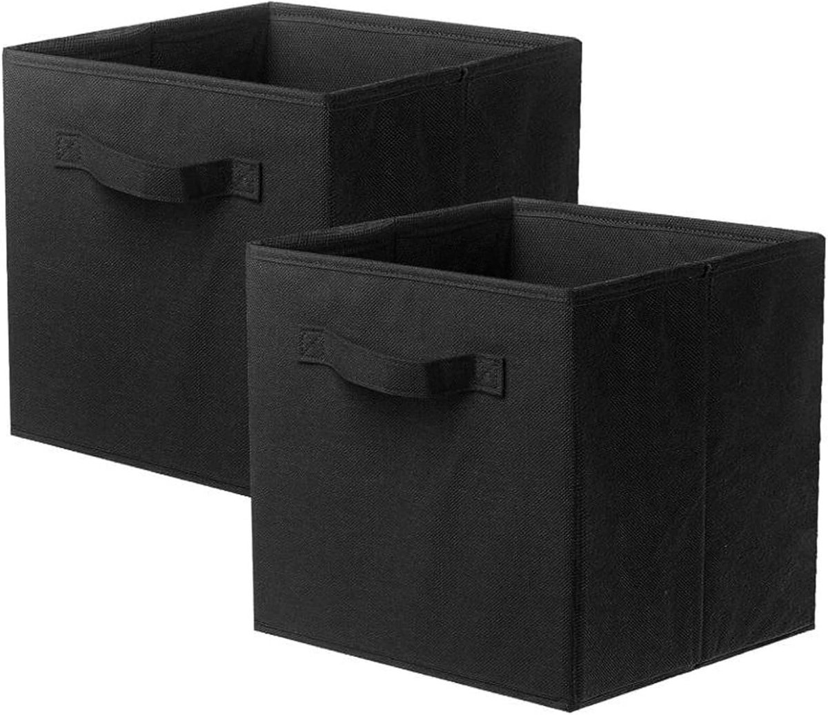 Opvouwbare opbergkubussen, 2 stuks, handige opbergboxen voor kast en lade, multifunctionele opbergoplossing, 28 x 28 x 28 cm (zwart)