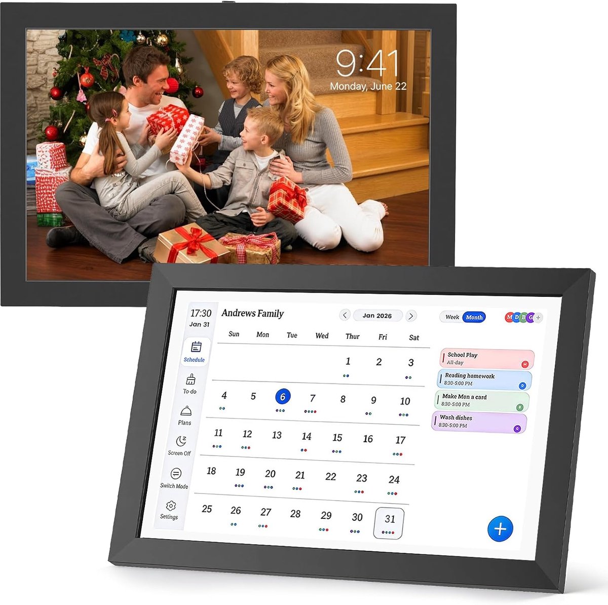 SnelShoppen - Digitale kalender 10,1 inch touchscreen - Slimme gezinsplanner met 32 GB - Elektronische planner met wifi - Multifunctioneel fotolijstje