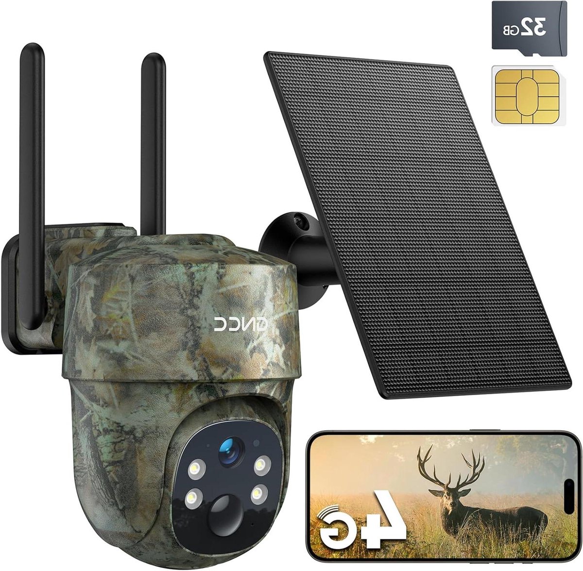 Outdoor Camera - Beveiligingscamera Wildcamera - Observatie Wilde Dieren - 4G Zonder Wifi - 2K Beeldkwaliteit - Camouflage