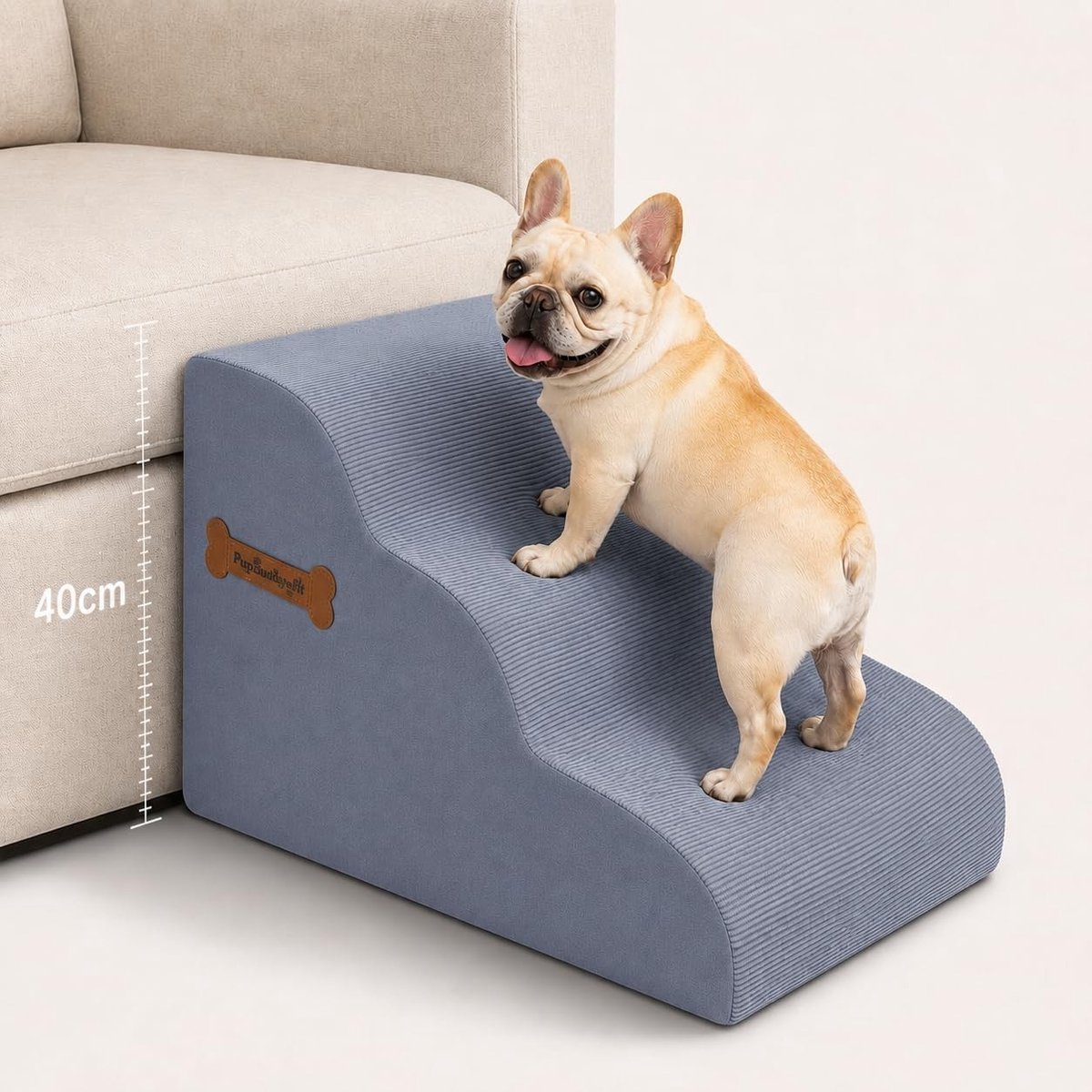 Driedelige Hondenladder, 40 cm Hoog, Antislip Hondenstappen voor Sofa en Bed, Ideaal voor Kleine Huisdieren en Oudere Katten met Gewrichtspijn