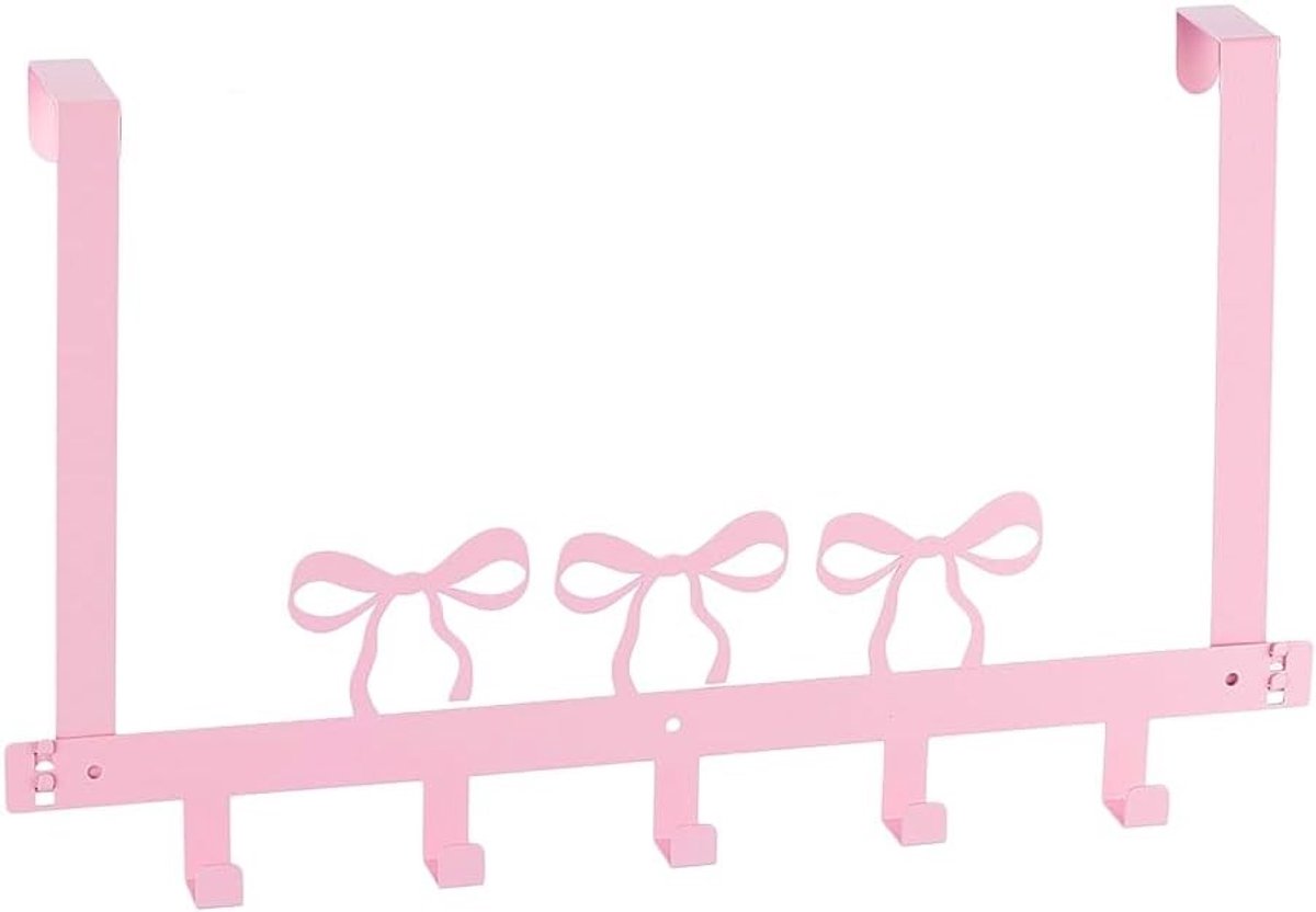 Roze over de deur haken met leuke strikken voor handdoeken, wandmontage, rustieke decoratie voor badkamer en slaapkamer