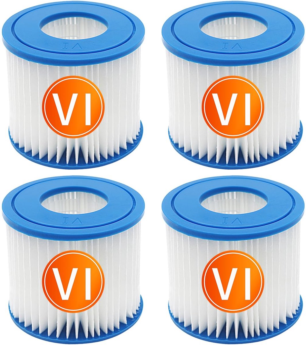 SnelShoppen - 4-delige filterpatronen voor opblaasbare jacuzzi, vervangend filter VI voor Lay-Z-Spa, Miami, Vegas, Palm Springs, Paris Monaco, ideaal