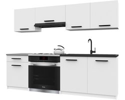 BELINI Keukenblok ITALIA 1 - Keukenmeubel Set 180 cm Wit Mat met Werkbladen - Boven- en Onderkasten