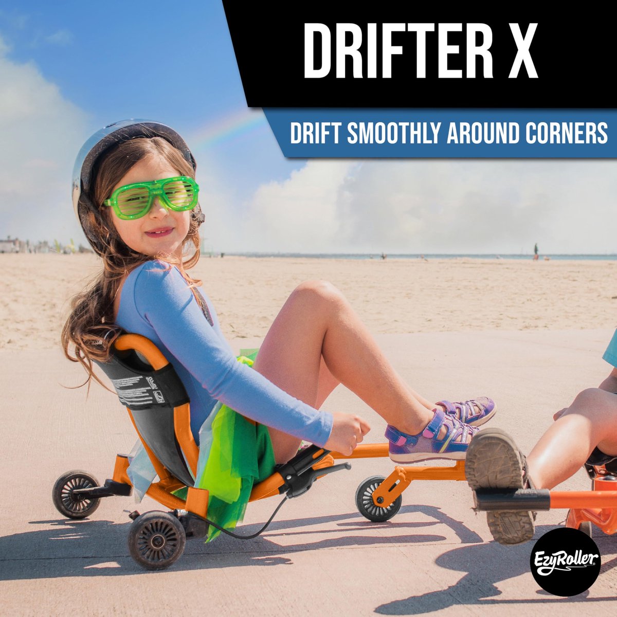 SnelShoppen - EzyRoller Drifter X Trike Driewieler Drift Kindervoertuig - Speeltoestel voor Buiten - Driewieler voor Kinderen van 6-14 Jaar - Oranje