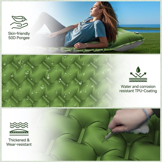 Slaapmat - Slaapmat Zelfopblazend - Luchtbedden - Met Kussen 200 X 68 Cm - Ultralicht Opblaasbaar Waterdicht Bed Voor Trekking, Tent, Backpacken, Hangmat van Merkloos — afbeelding 5