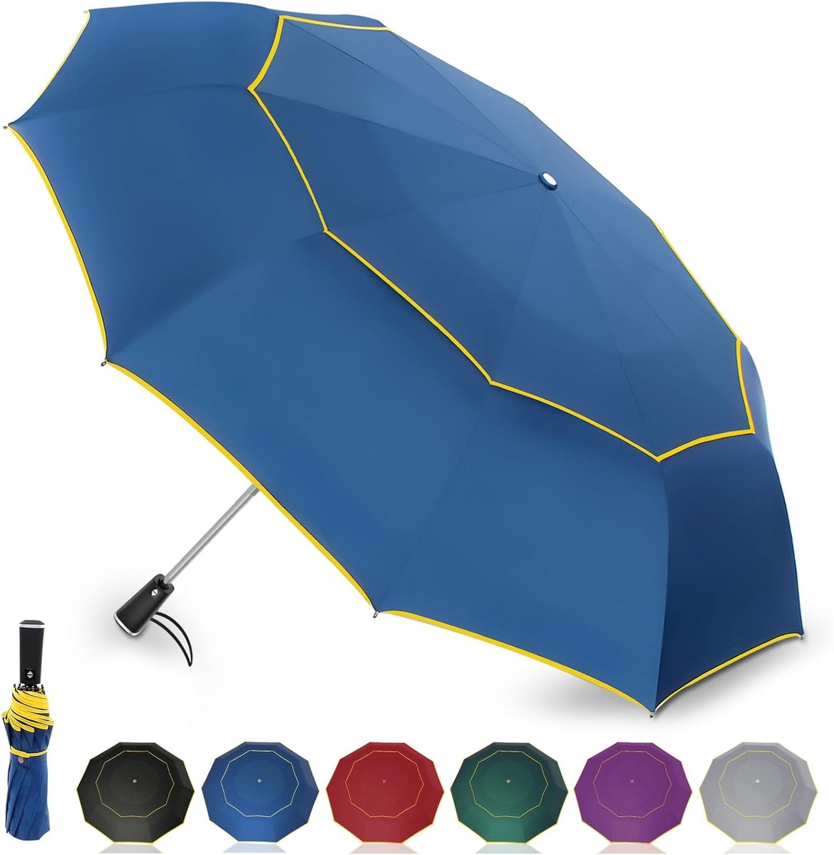 SnelShoppen - Winddichte Golf-paraplu, Geventileerd, Dubbel Dak, Automatische Zakparaplu XXL voor Heren en Dames, Perfect voor Zonnige en Regenachtige