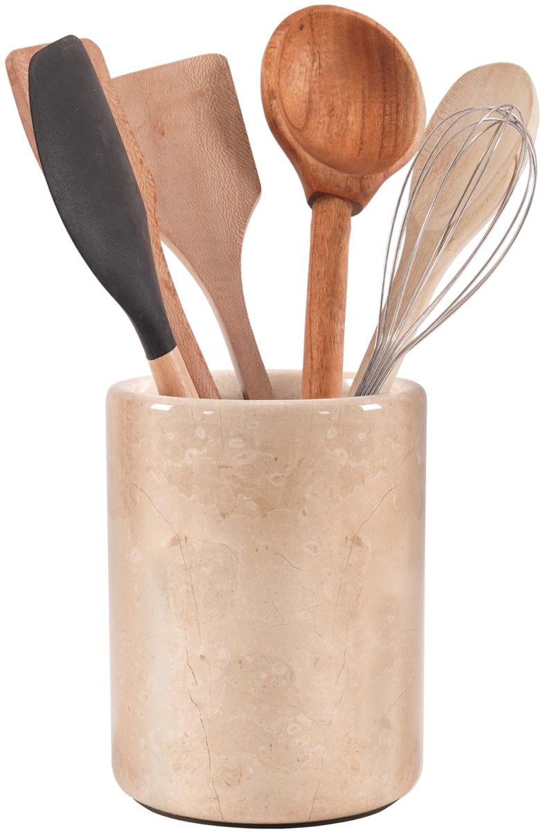 SnelShoppen - Marmeren Lepelhouder 6,5 inch voor Aanrecht - Keukengerei Organizer, Decoratieve Boerderij Keuken Accessoires, Kookgerei Opslag