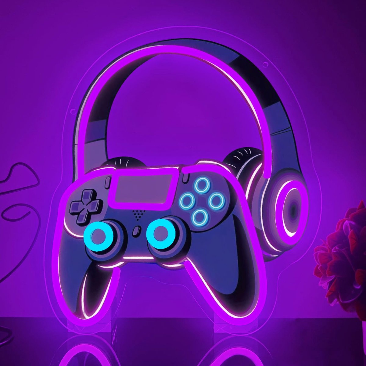SnelShoppen - Game Neon Sign - Gaming LED Neon Licht voor Muur Decor - Gamepad Neon Teken 35 cm x 32 cm - Perfect voor Jongens Slaapkamer, Man Cave en