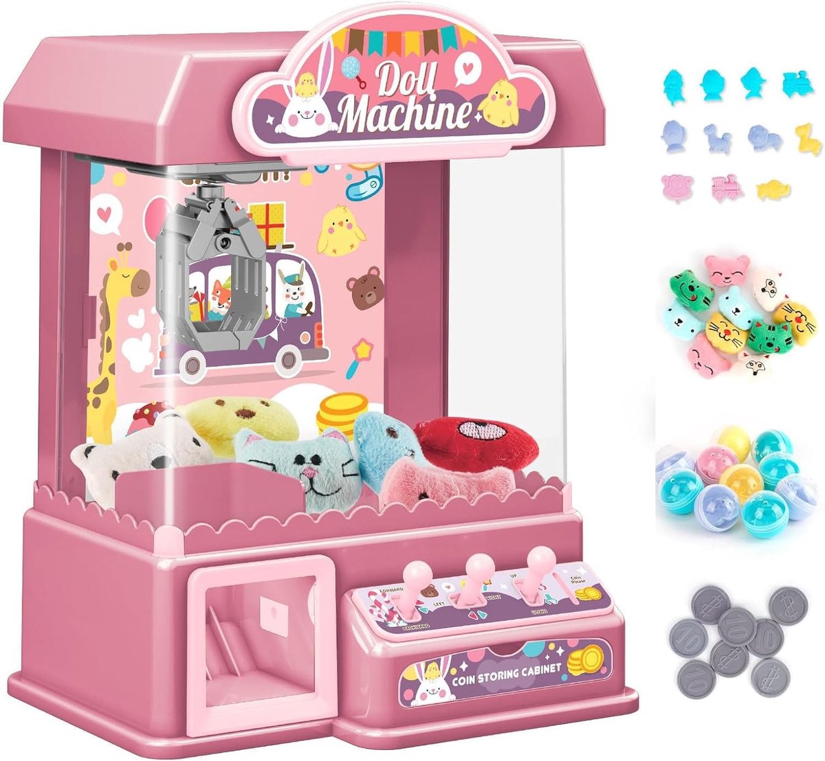 Speelgoed Snoep Grabber Machine met Mini Pluche Speelgoed en Muziek, Perfect voor Verjaardagen en Kerstcadeaus voor Kinderen van 3 tot 8 Jaar