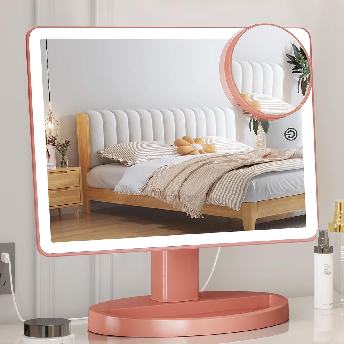 Make-upspiegel 37 x 22,8 cm - 88 LED - 360 rotatie - 10x vergroting voor perfectie - SnelShoppen