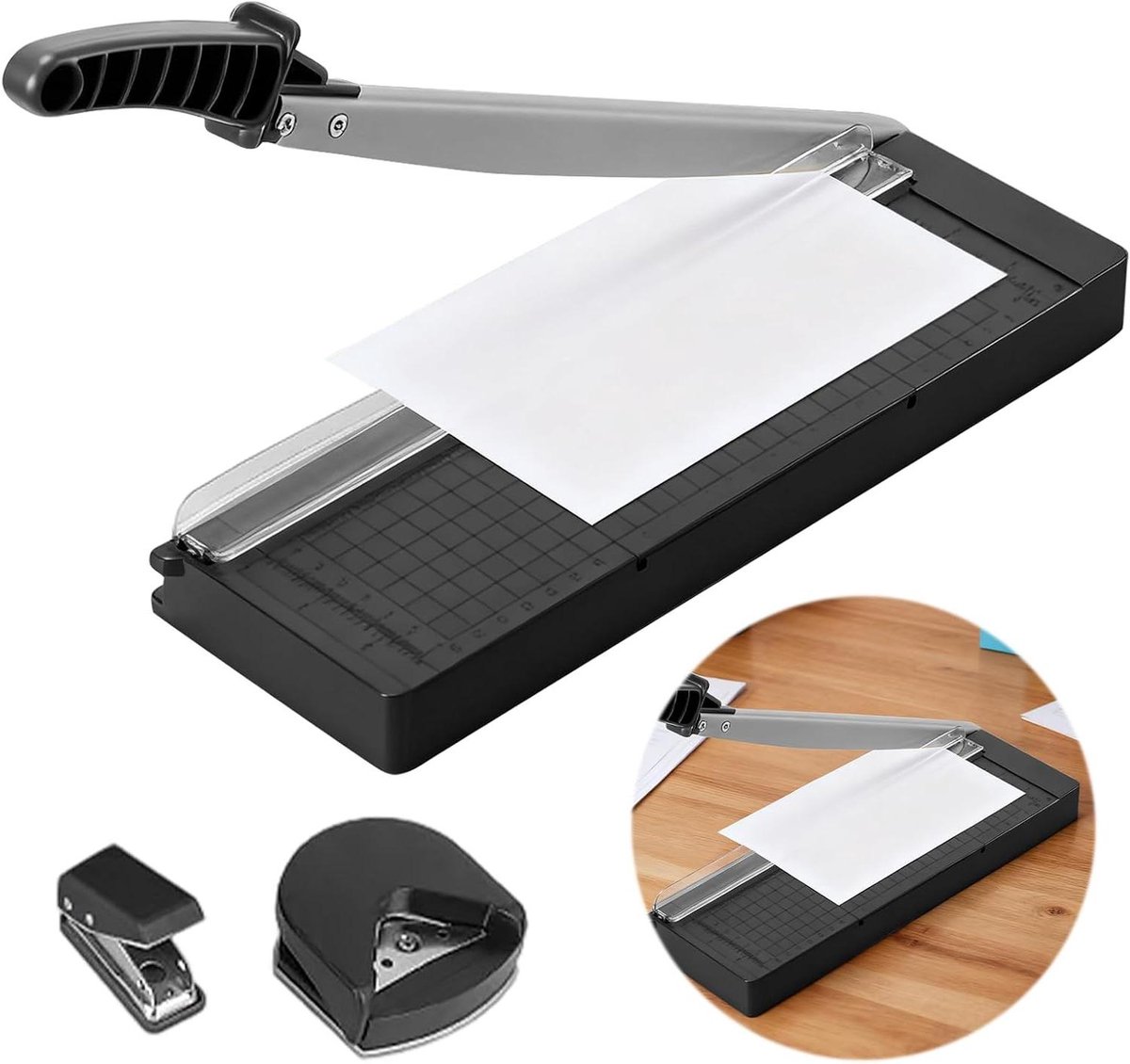 Papiersnijder A4 Compact - Snijmachine Papier - Nauwkeurig Snijden - Snijdt 8 Vellen - 34 cm Lengte - Zwart