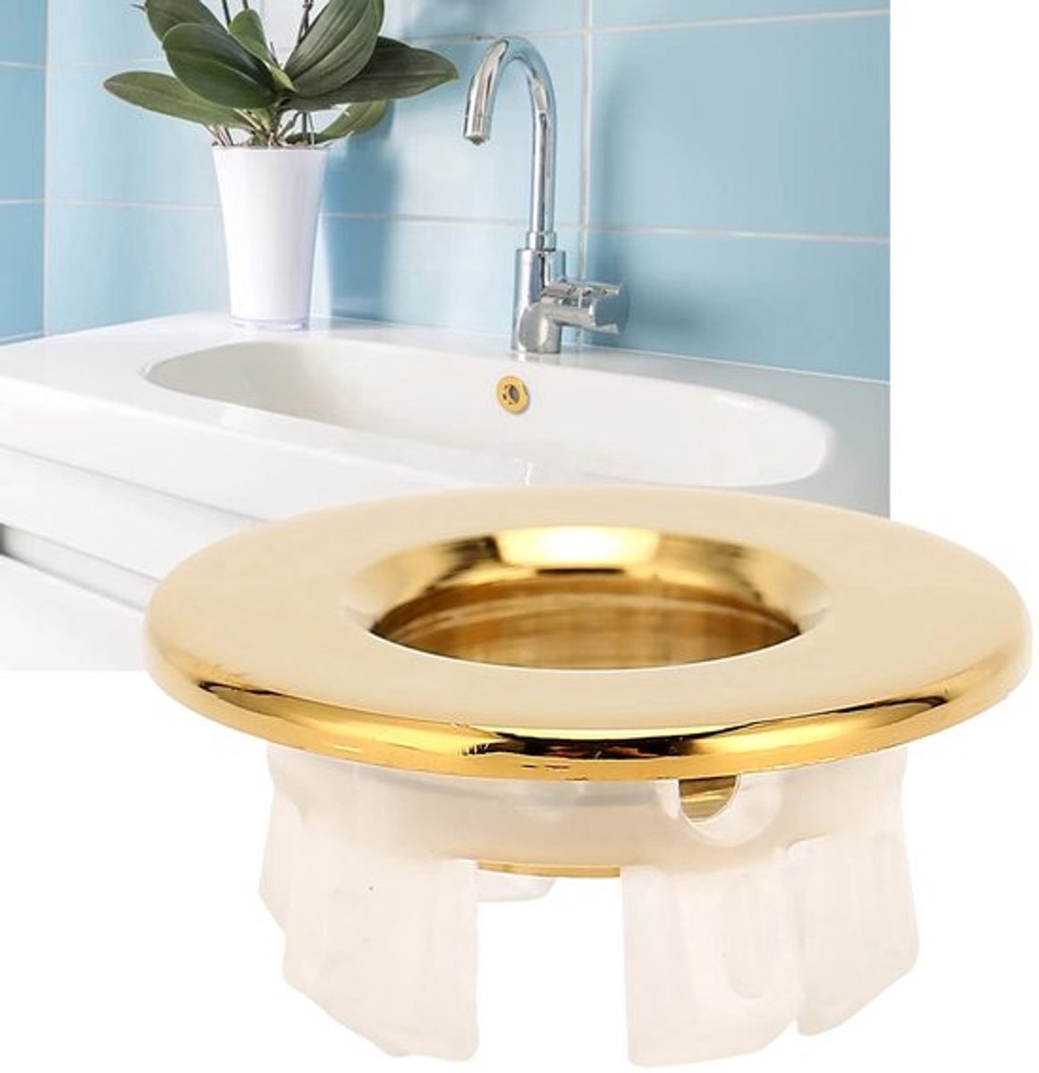 Overloopdeksel - Messing - Ronde Ring - Sanitair Accessoire - Eenvoudig te Installeren - Duurzaam Materiaal - Overloopafdekking