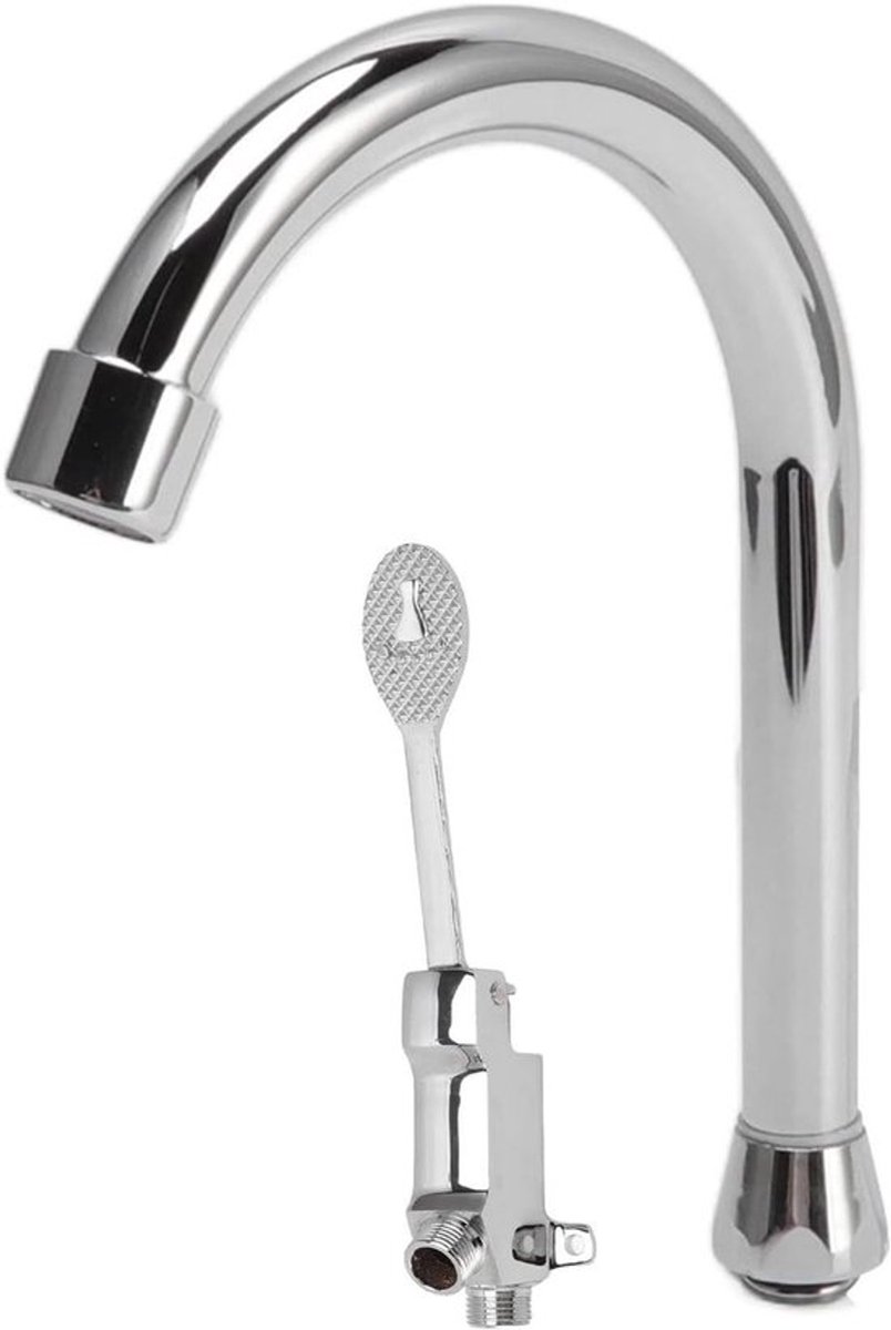 Contactloze RVS-kraan met voetpedaal voor de badkamer, ideaal voor handenvrije watervoorziening en hygiëne