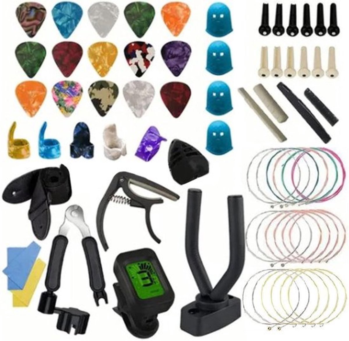 Complete 66-delige Gitaaraccessoireset met Plectrums, Snaren, Tuner, Capo en Onderhoudsgereedschap voor Banjo en Mandoline