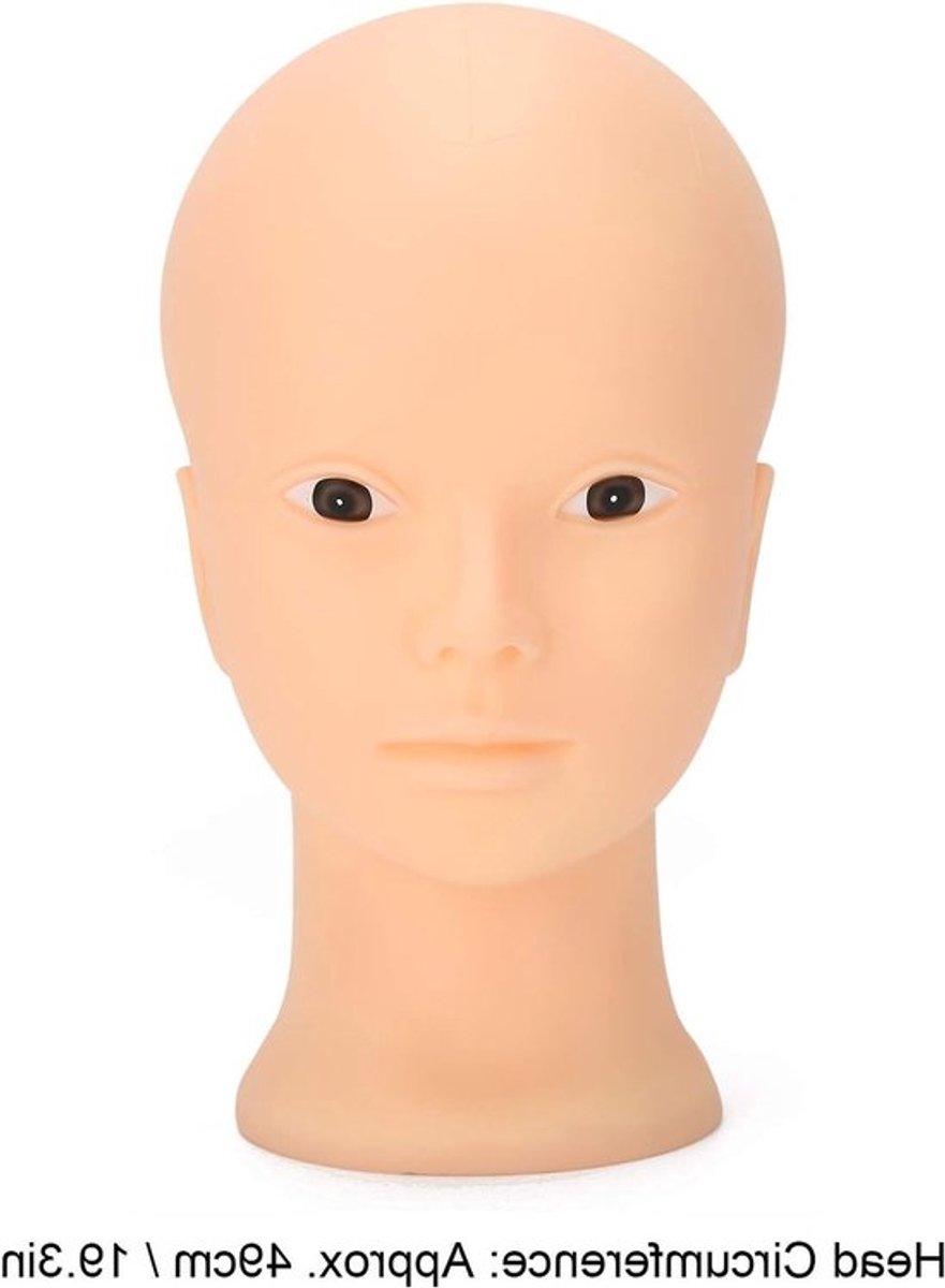 Mannequinhoofd 49 cm voor make-uptraining en haarstyling, ideaal voor pruiken en hoedendisplay