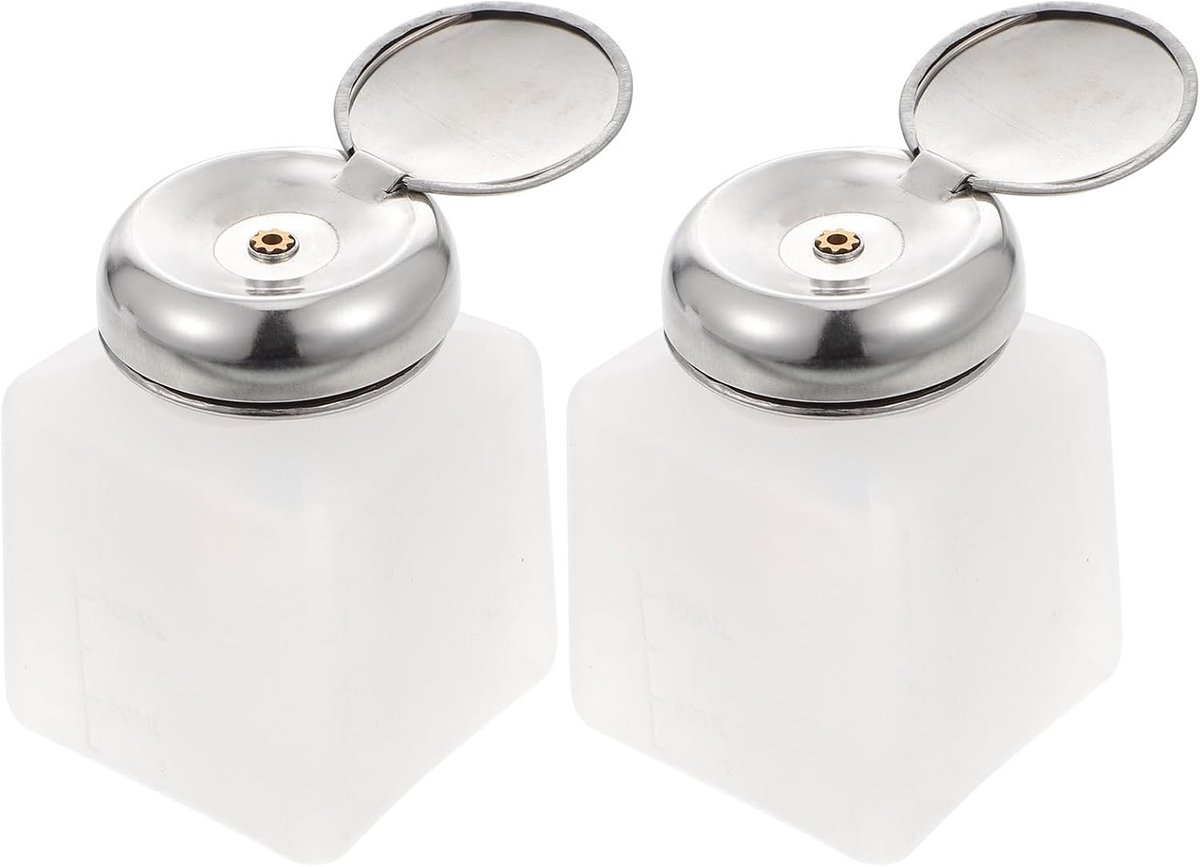 Lege Druk Alcohol Dispenser - Vergrendelbare Drukpomp Flessen, Vierkante Plastic Flessen, Set van 2, Wit voor Hygiënisch Gebruik en Gemakkelijk Doseren