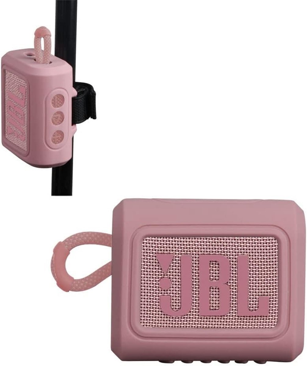 Siliconen hoes voor waterdichte draagbare Bluetooth speaker - Geschikt voor JBL GO 4 en GO 3 - Bescherming, stijl en duurzaamheid (Roze)