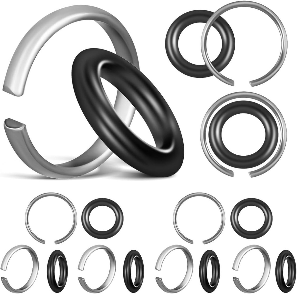 Slagschroevendraaier borgring set met O-ring 10 stuks dopsleutelhouder van ijzer en rubber voor werkplaats, industrie en klussen