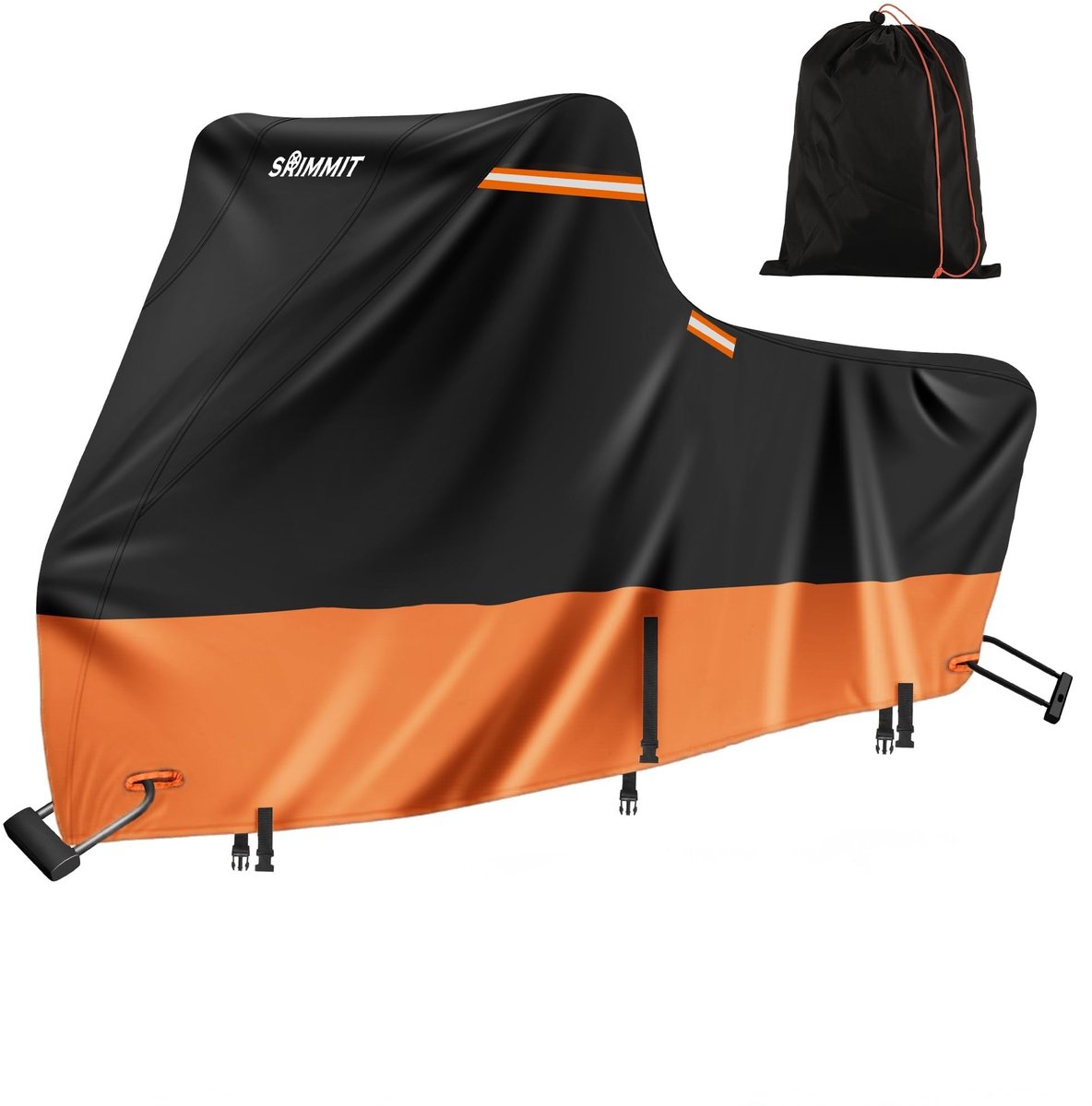 SnelShoppen - Heavy-Duty 420D Waterdichte Motorhoes voor Buitengebruik met 5 Reflecterende Stroken en 2 Luchtgaten - 2XL (244x110x140cm)