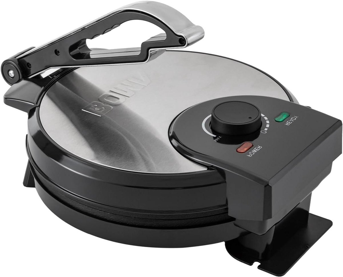 Roti Maker Pannenkoeken Pan Platbrood Bakken Dubbelzijdig Verwarmen 1200 Watt Zwart Zilver