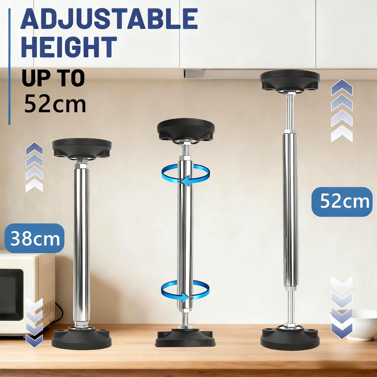 SnelShoppen - Set van 2 Telescopische Tai - Verstelbare Paalhouder 38-52 cm - Draagvermogen 300 kg - Ideaal voor Kantoor, Kast, Meubels