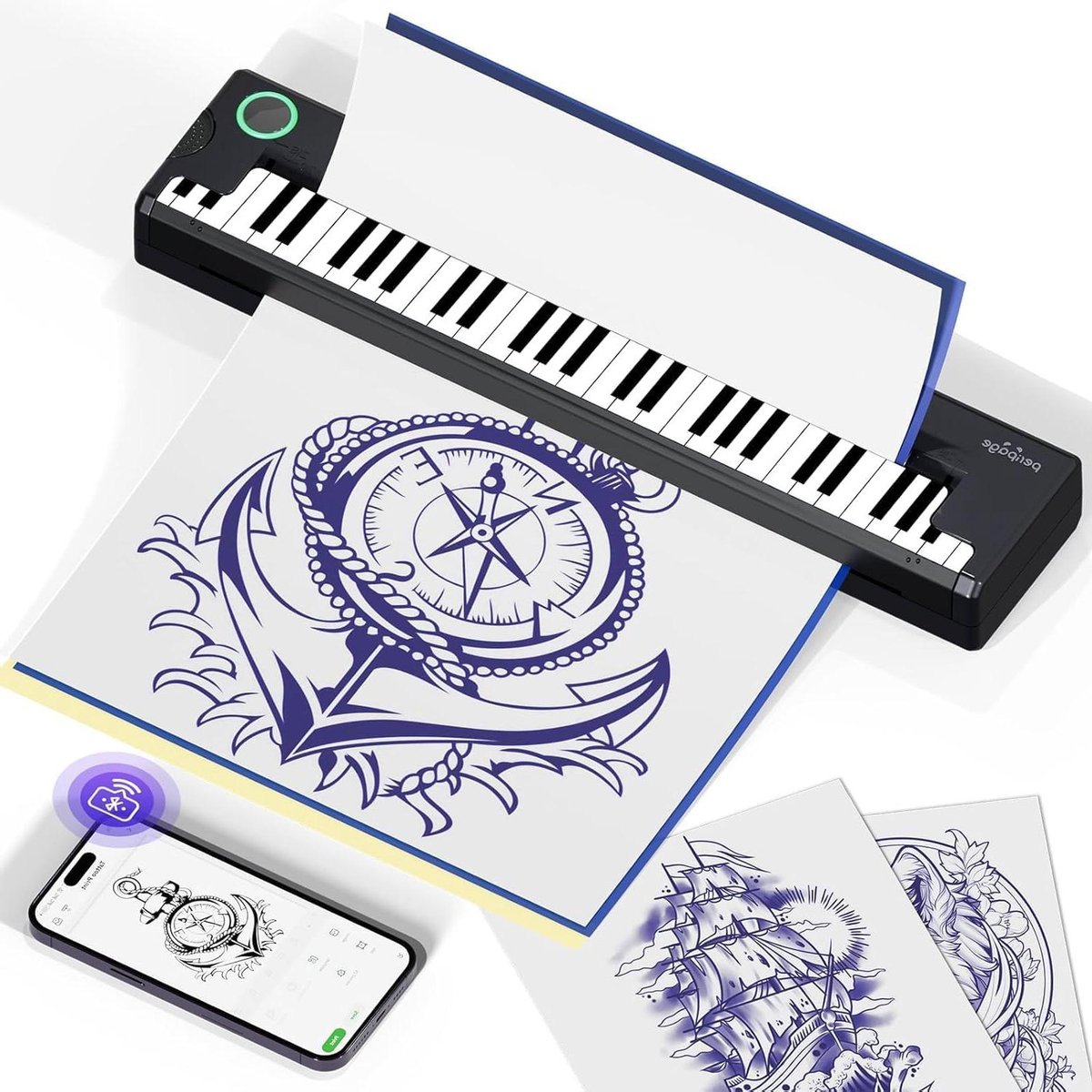 Tattoo Sjabloonmachine - Transfer Printer - Tattoo Ontwerp Maken - Hoge Resolutie Print - 5 Vel Papier - Pino Groen