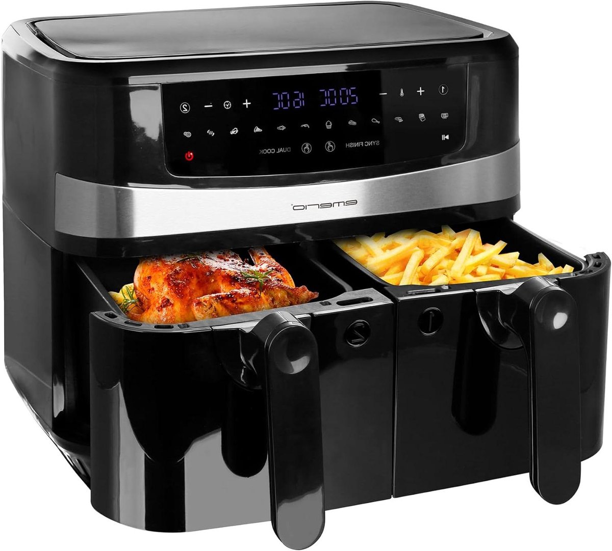 Dubbele Heteluchtfriteuse - Airfryer Frituur - Gezond Koken - Smart Finish Functie - 10 Liter Totaal - Zwart