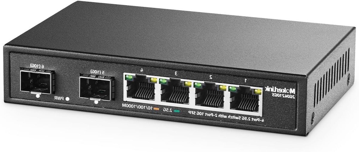 Netwerk Switch - Ethernet Hub - Snelle Dataoverdracht - 60 Gbps Backplane - 4x 2.5G poorten - Metaal