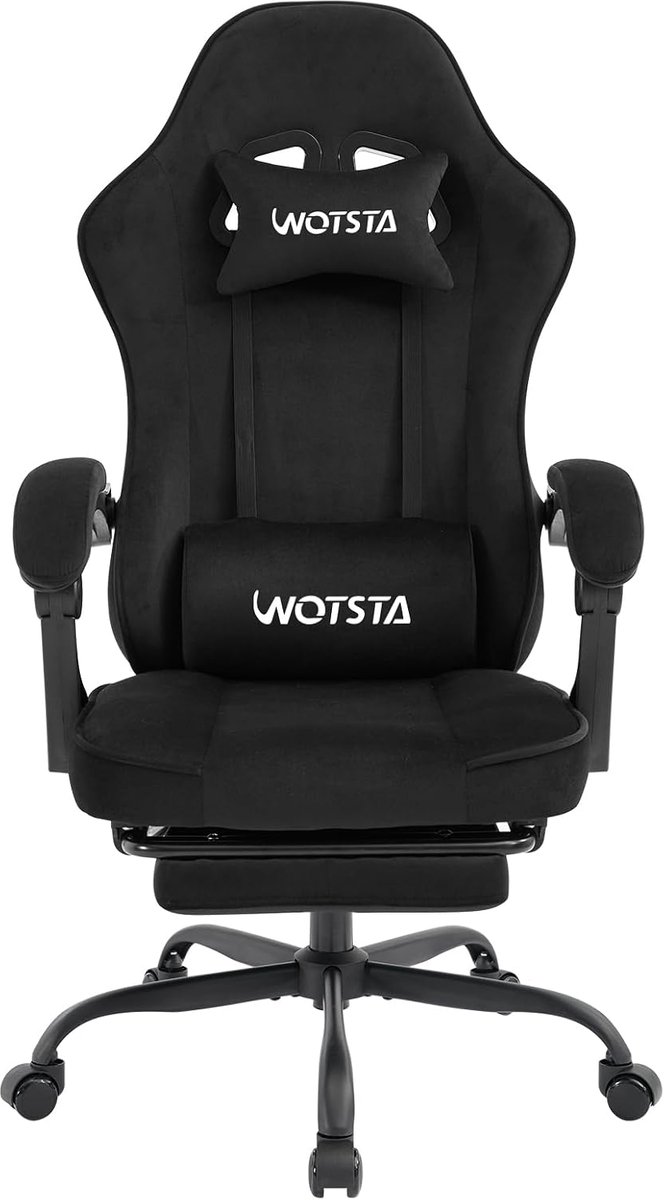 SnelShoppen - WOTSTA Gamingstoel met Voetensteun, Stof met Sponskussen, Ergonomische Bureaustoel voor Volwassenen en Kinderen, Draagvermogen 120 kg, C