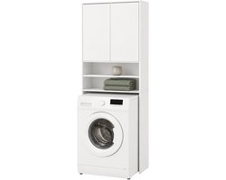 Wasmachinekast - wit - 63,5x174x30 cm - met opbergruimte