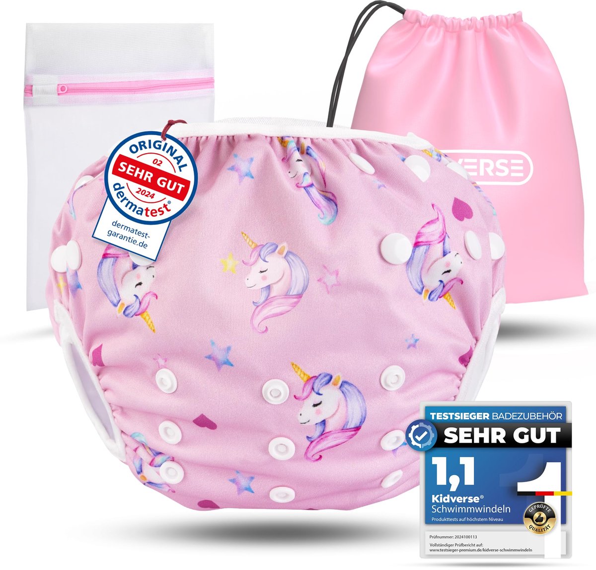 SnelShoppen - KIDVERSE zwemluiers baby 0-3 jaar - huidvriendelijke herbruikbare zwemluier met sterke absorptie, opbergzakje & wasnet - perfect voor zw