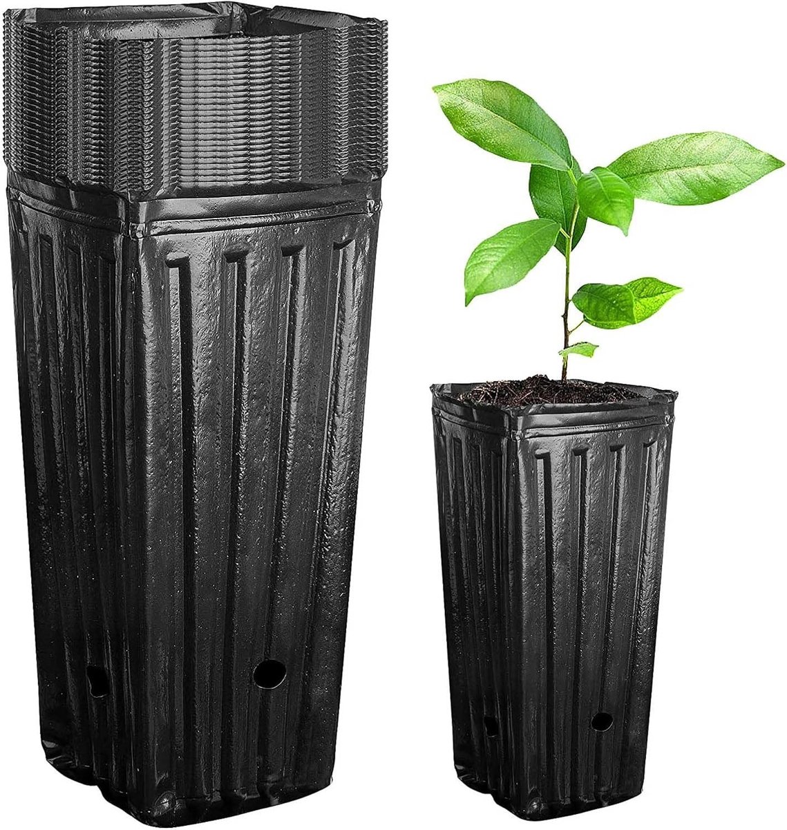 20 Stuks Hoge Plantenpotten van Plastic, 19.8 cm Diepe Kweekpotten voor Zaailingen en Bloemen in Tuin en Binnenruimte