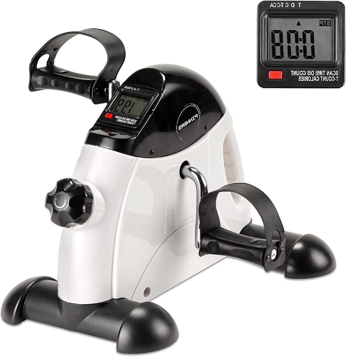 Oefenpedalen - Mini hometrainer - Lichamelijke oefening - Verstelbare weerstand - Compact design - Wit en zwart