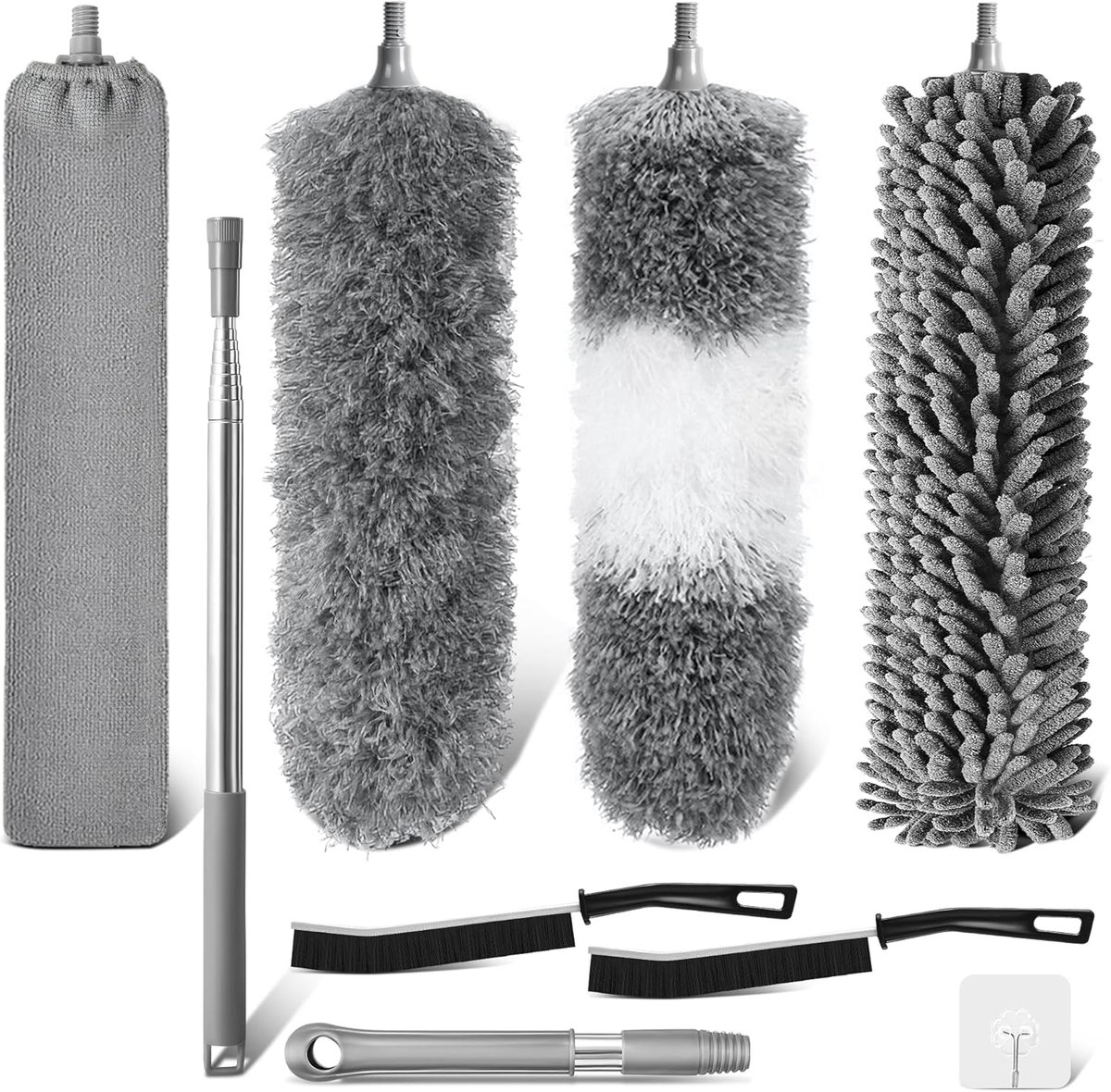 Washable & Extendable Duster Kit, 9-Piece Set – Reaches up to 250cm with a flexible head. Perfect for cleaning - ShopVlot