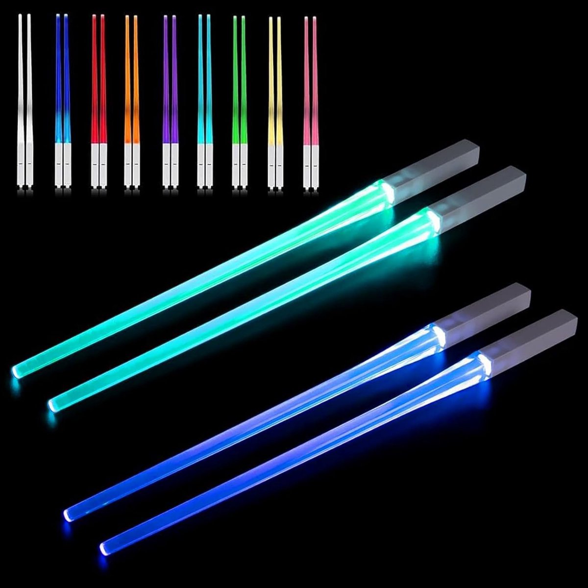 Herbruikbare Sushi Eetstokjes met LED Verlichting, 9 Kleuren, BPA-vrij en Vaatwasmachinebestendig voor een Unieke Eetervaring