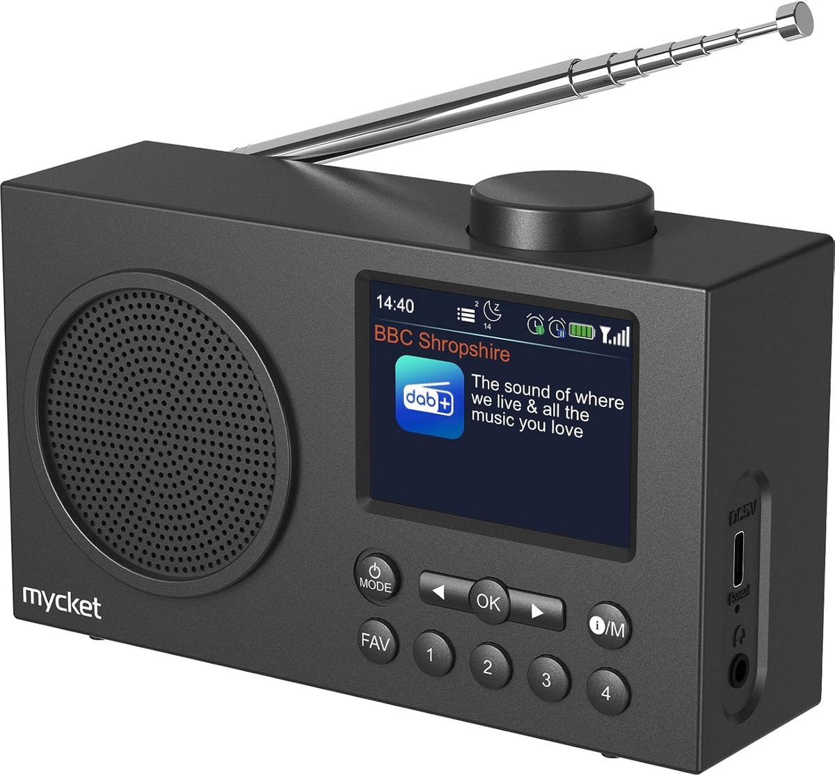 SnelShoppen - Draagbare DAB Radio met Bluetooth 5.0, Digitale FM Radio, USB-oplaadbaar, Dubbele Alarmklok, Slaaptimer, 2,4 inch Kleurendisplay voor Th