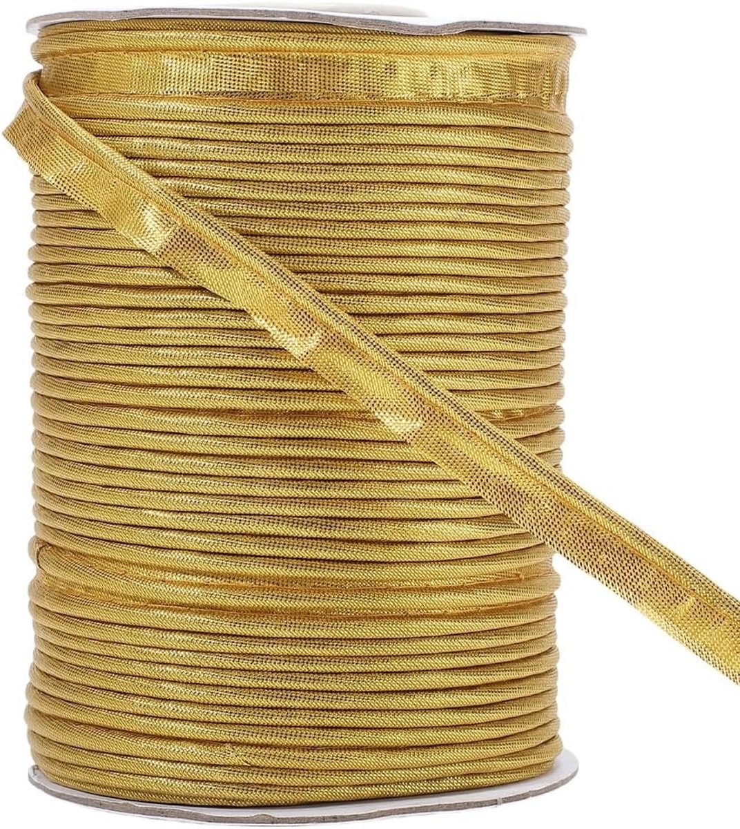 64M Gouden Piping Tape 10mm Breed - Polyester Bias Trim voor Meubelstoffering, Kledingdecoratie en Creatief Naaien