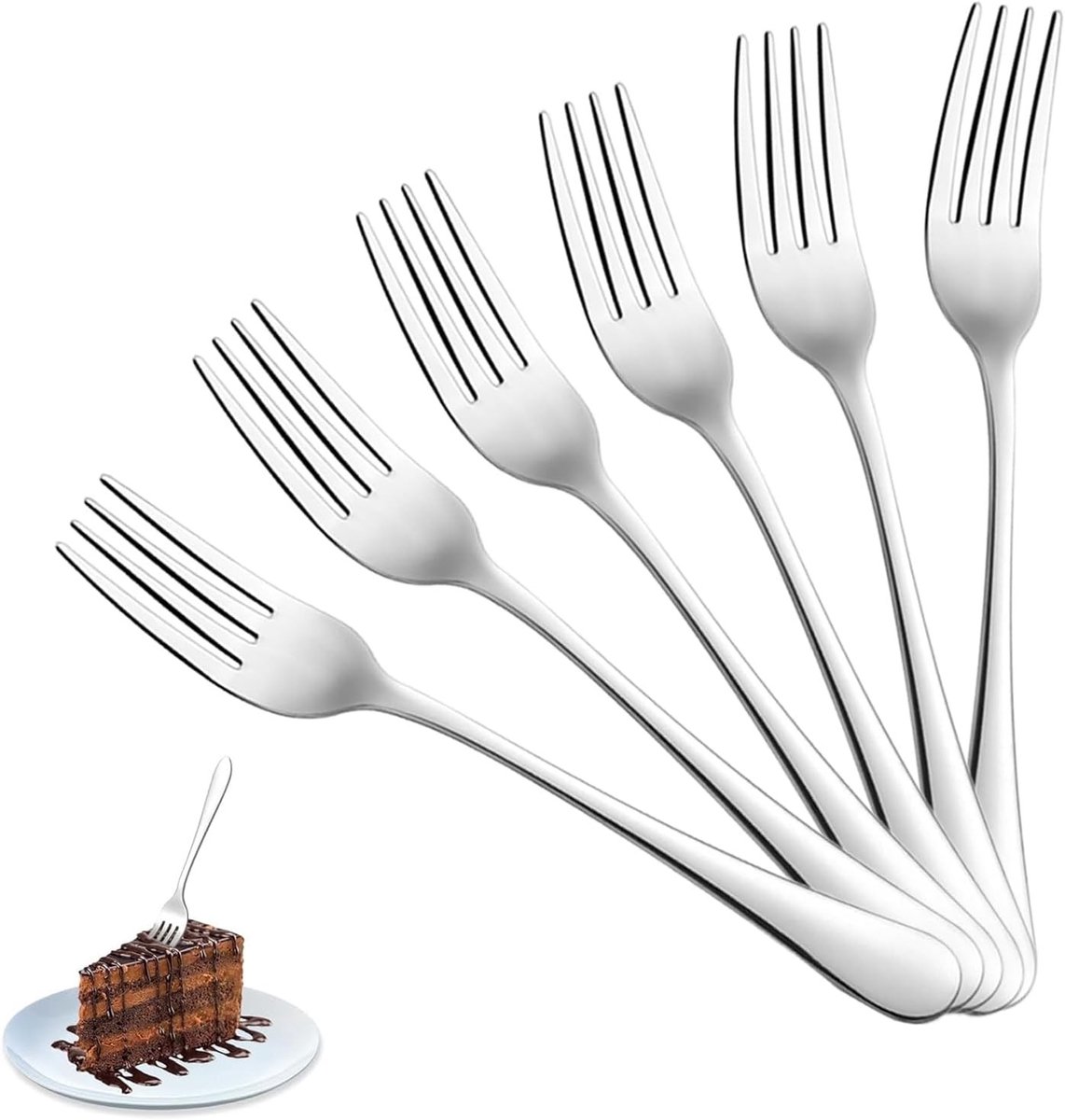 Set van 6 tafelvorken van 17,2 cm van roestvrij staal, geschikt voor taarten, feesten en dagelijks gebruik