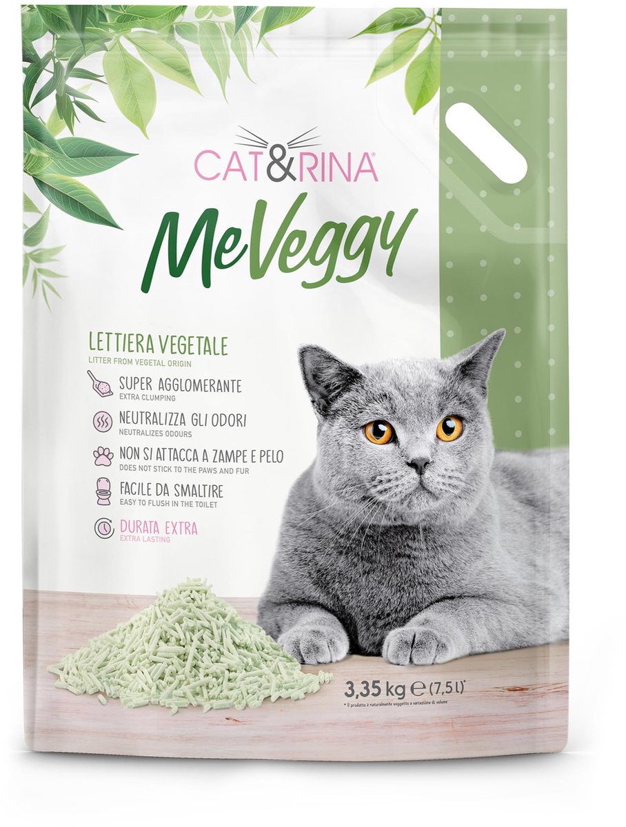 SnelShoppen - Cat&rina MeVeggy Kattenbakvulling 7,5L - Duurzaam, Natuurlijk, Klonterend Zand - Geur Neutraliserend, Plakt Niet Aan Poten en Vacht, Ver
