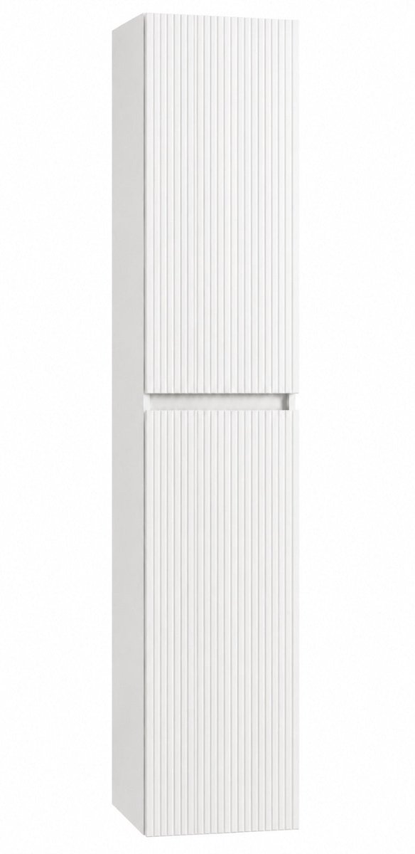 H&F Japandi Kolomkast Mat Wit 160 x 35 x 35 cm – Afgerond Design – Soft-Close – Vochtbestendig Multiplex – Badkamerkast